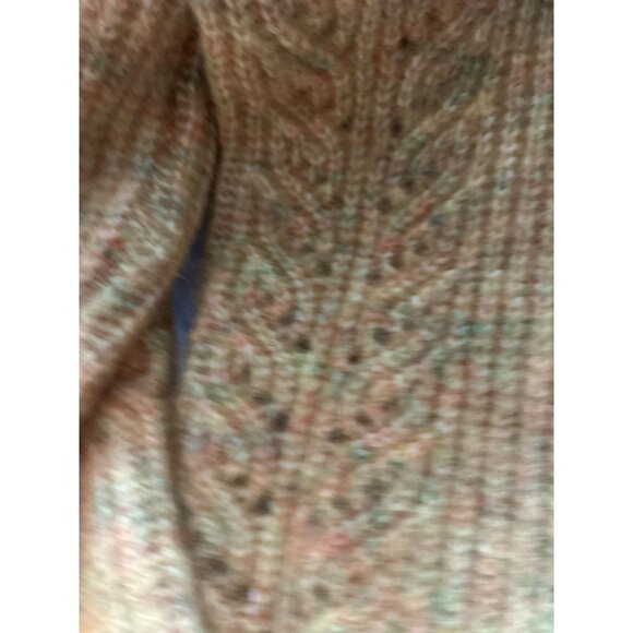 J. INE Cable Knitted V-Neck Sweater Pullover Yellow Heather Size Large - Picture 4 of 8